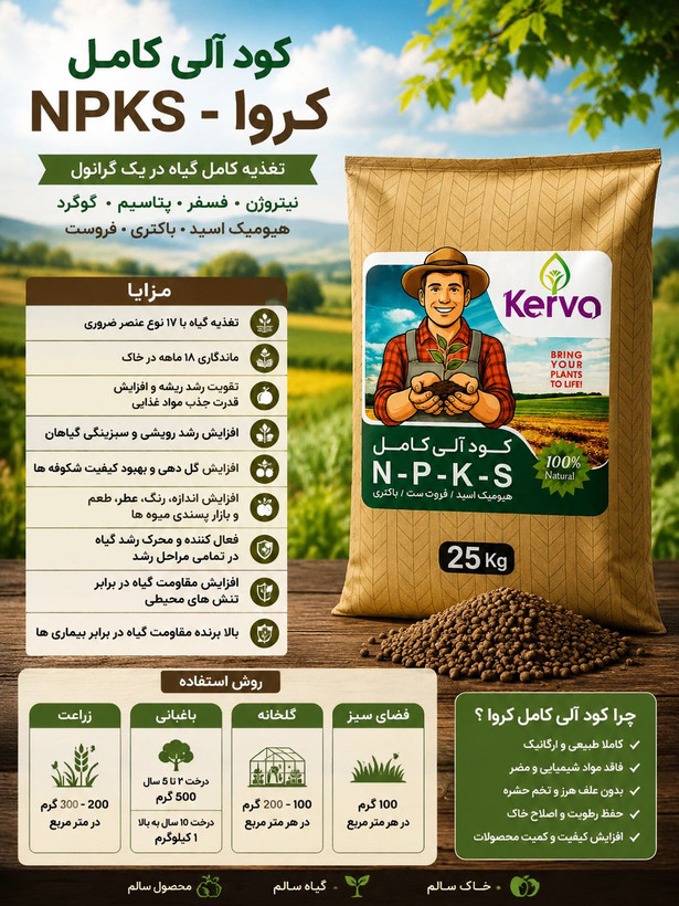 کودهای طبیعی و ارگانیک کروا (سبوسیب): N.P.K.S/محرک رشد/فروت ست/هیومیک اسید/تریکودرما/باسیلوس سوپتیلیس/کودکامل پلتsmart